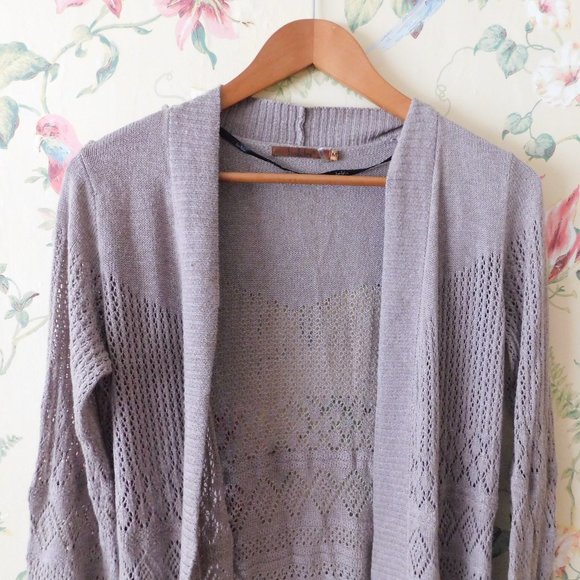 🦔🐾Flowy Lightweight Open Knit Tan Duster - Picture 3 of 13